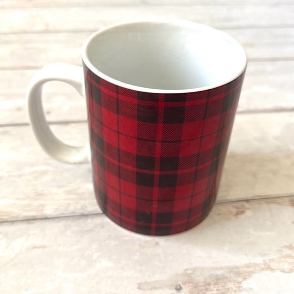 Red & Black Buffalo Check Plaid Oversized Coffee Mug 20oz Hot Beverage Cup - Picture 1 of 2